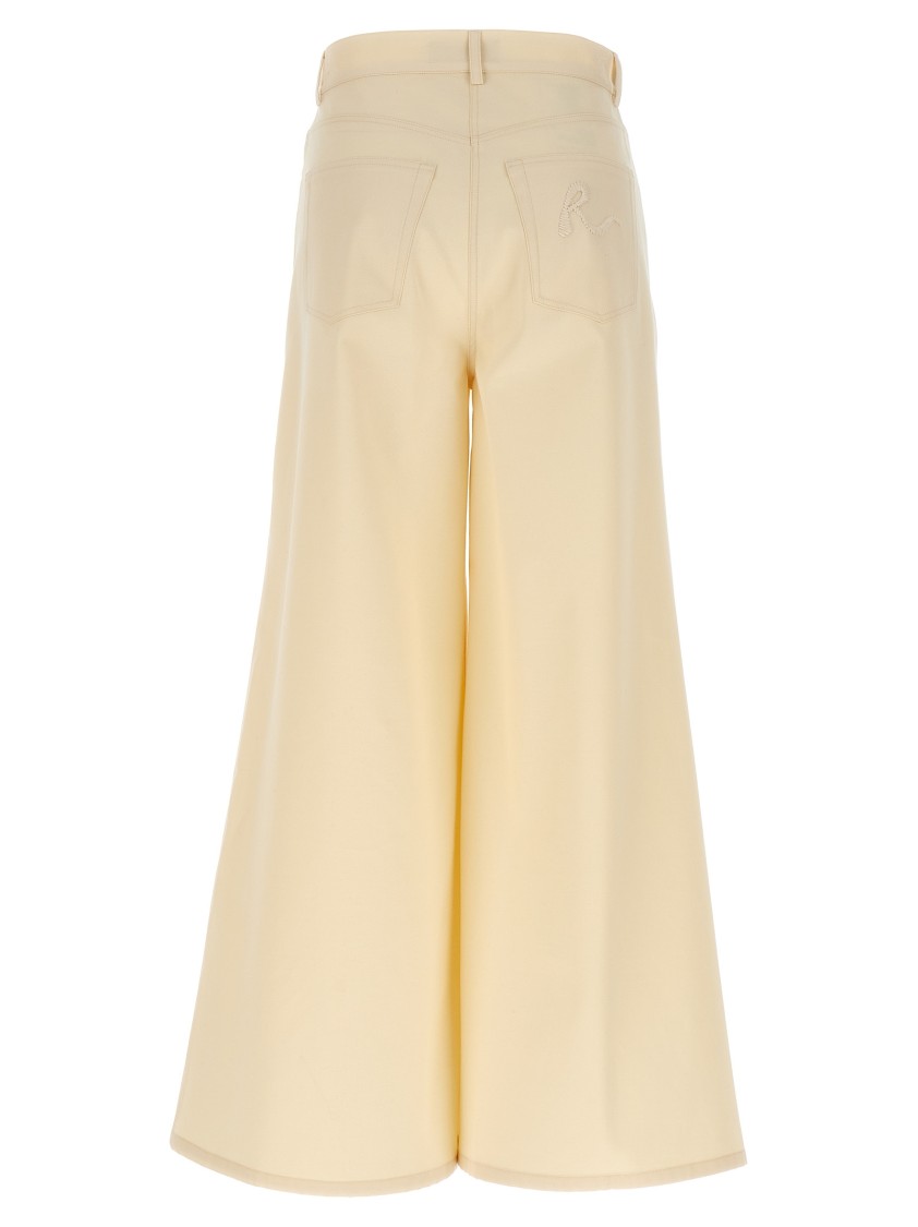 Rochas Wide Leg Jeans With Front And Back Pockets In Yellow