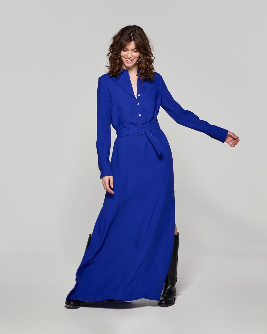 Serena Bute Classic Shirt Dress In Blue