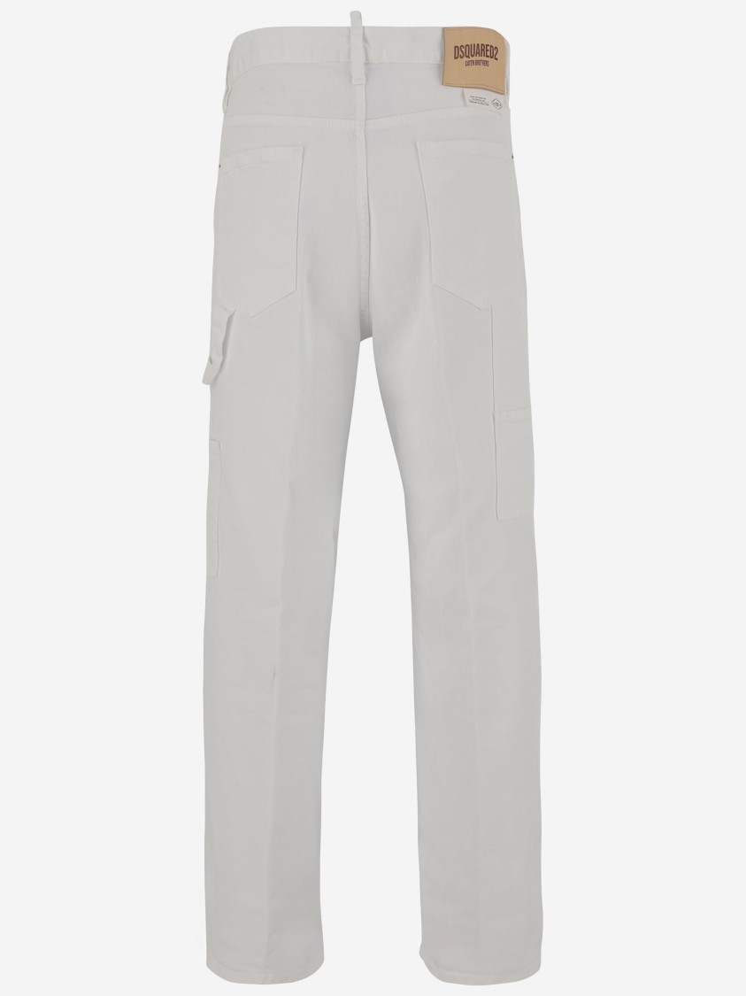 Shop Dsquared2 Stretch Cotton Cargo Pants In White