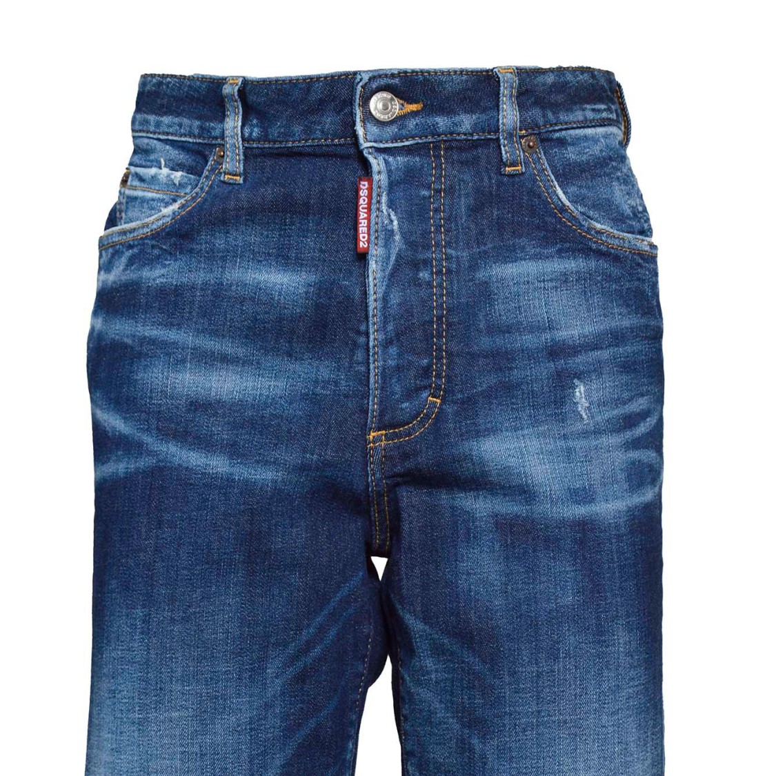 Shop Dsquared2 Boston Dark Basic Blue Denim Jeans