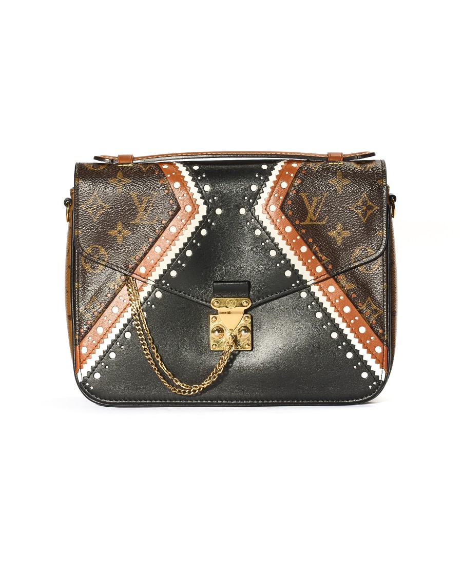 Pre-owned Louis Vuitton Pochette Métis Brougne Reverse Monogram In Gray