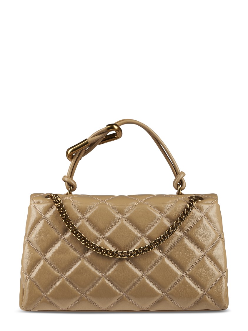 Marc Jacobs Quilted Shoulder Bag With Dual Chain Strap And Structured Silhouette In Brown