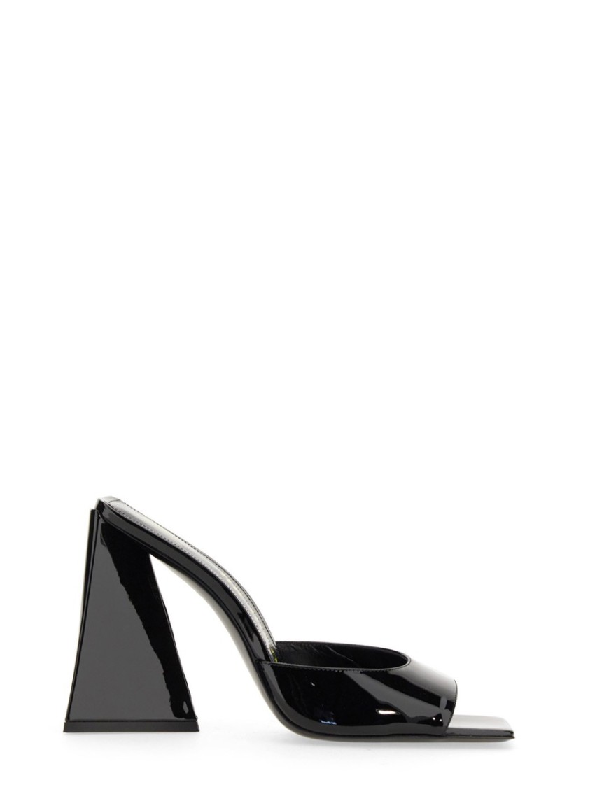 Attico Mini Devon 85 Patent Leather Sandals In Black