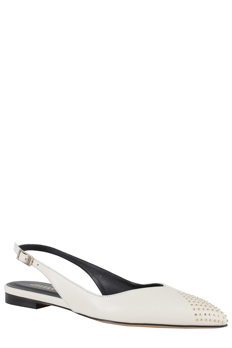 Isabel Marant Branee Studded Leather Slingback Flats In Neutrals