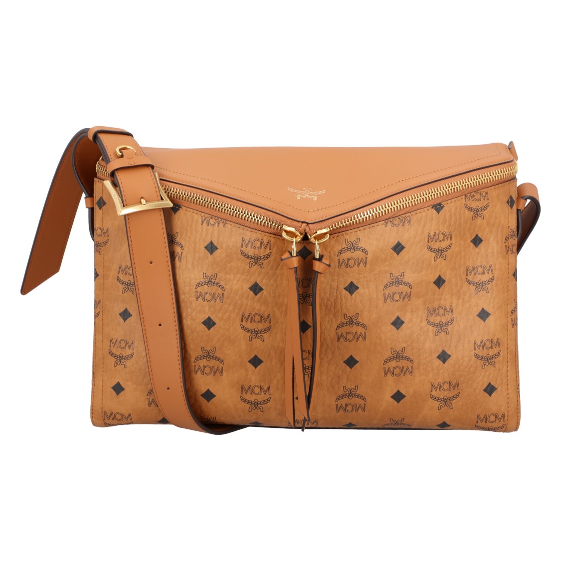 Mcm Diamant 3d Shoulder Bag In Visetos Leather Mix In Brown