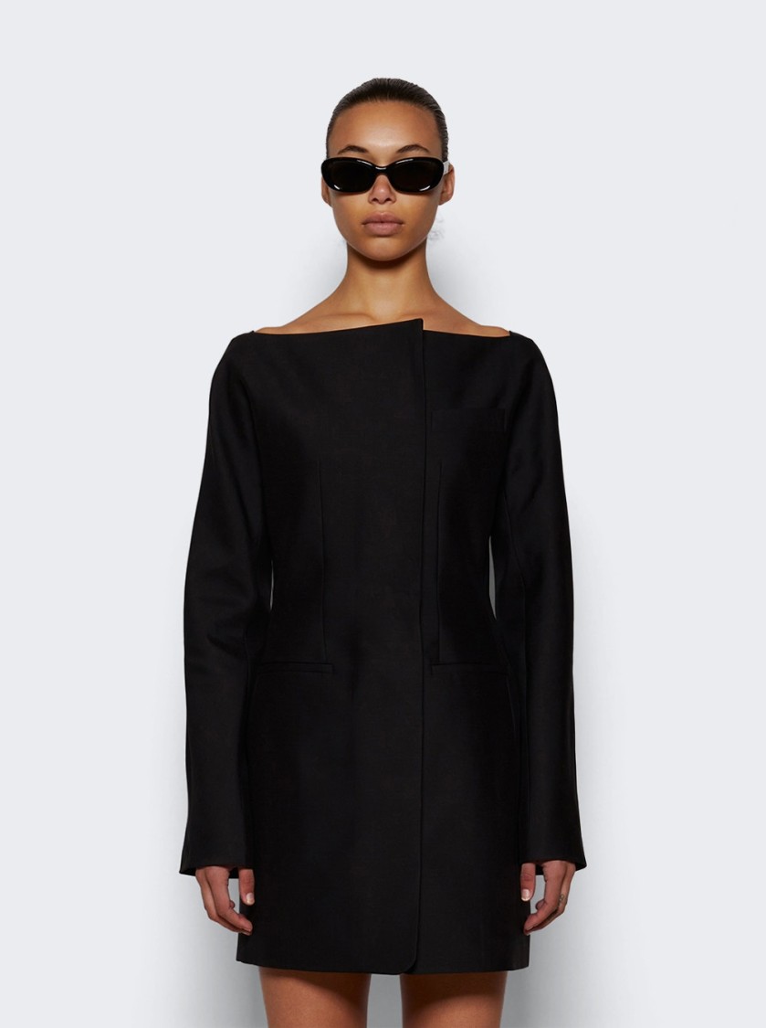 Jacquemus Belted Waist Dress With Back Belt Detail In Black