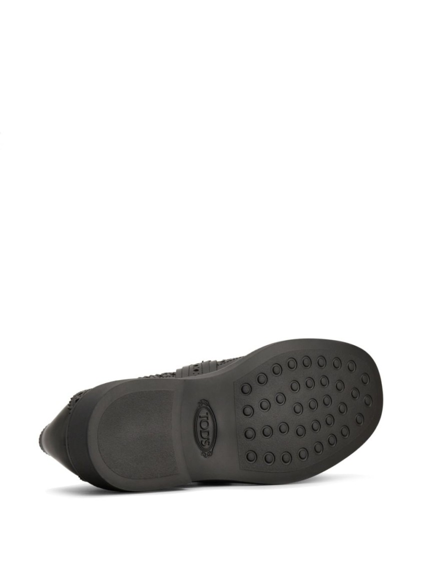 Tod's Monk Strap In Leather With English Dovetail Stitching And Fringe In Black