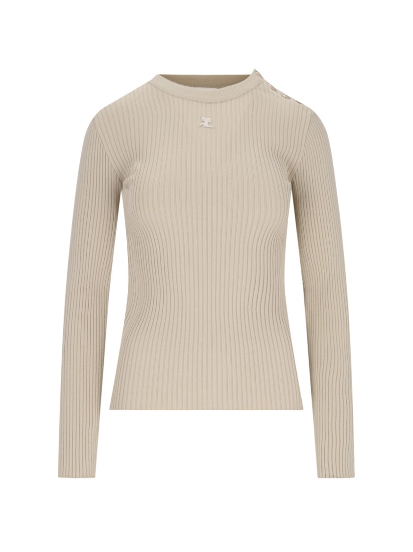 Courrèges Ribbed Knit Sweater – Beige In Neutrals