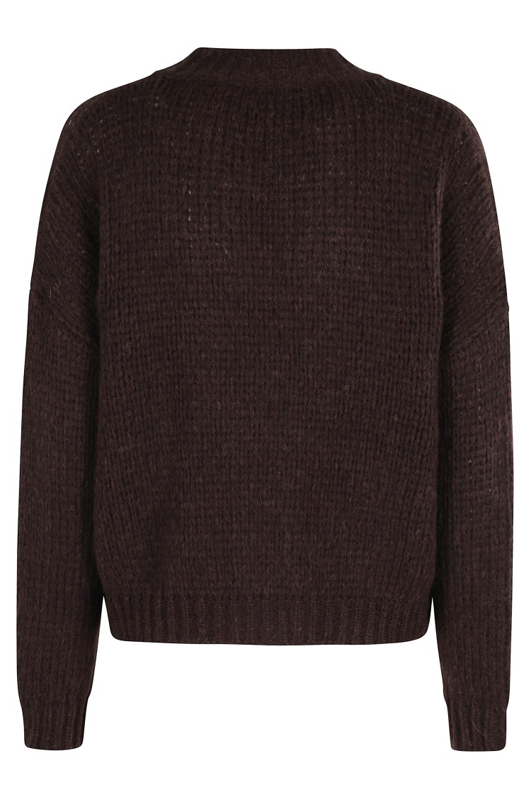 Roberto Collina Three-quarter Sleeve Brown Wool Cardigan With V-neck And Button Closure In Brown