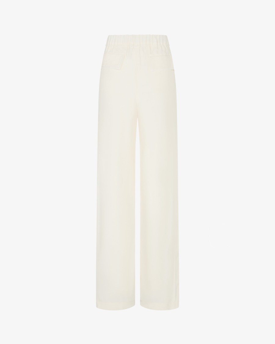 Shop Serena Bute Tailored Trouser With Georgette Trim - Cream In Grey