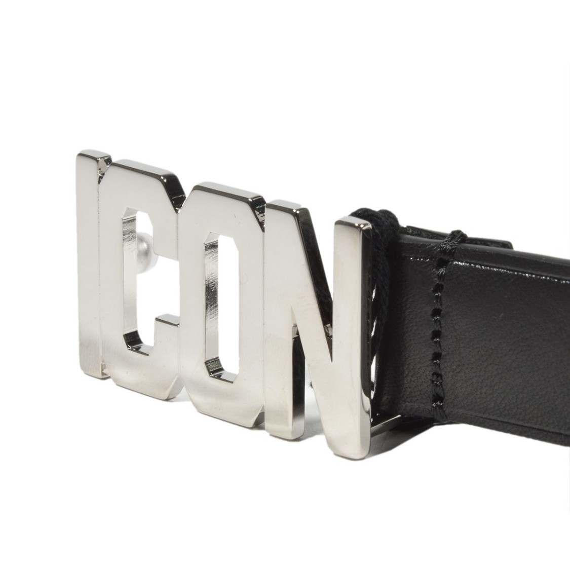 DSQUARED2 DSQUARED2 BLACK LEATHER ICON BELT WITH LETTERING LOGO