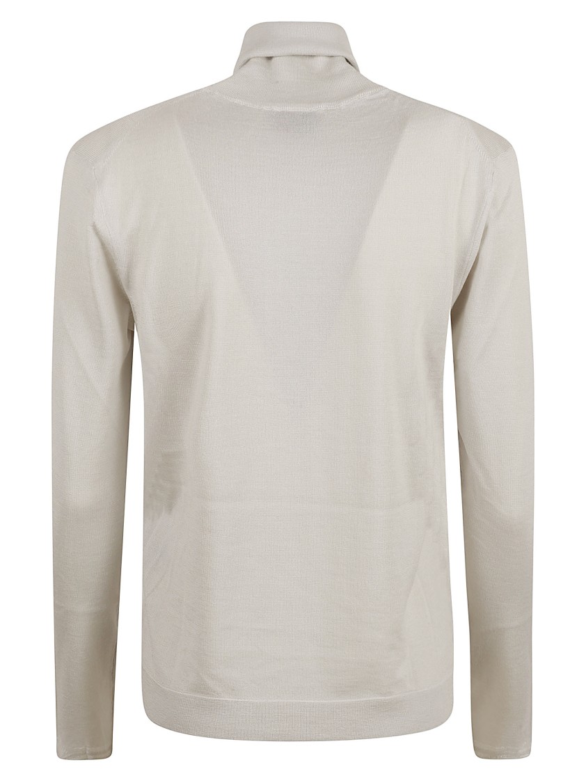 Tom Ford Fitted Silver Sweater With High Neckline In White
