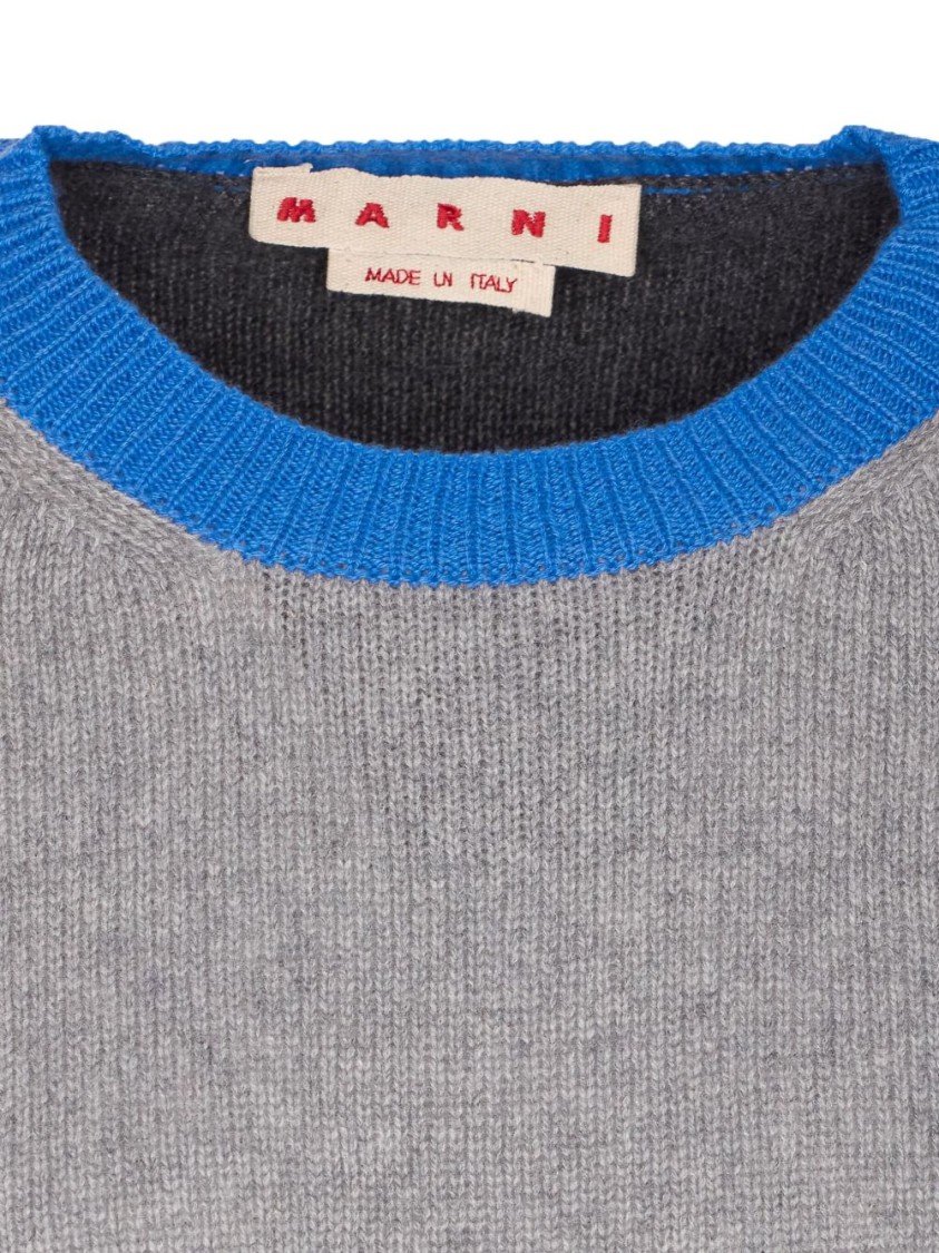 Marni Cropped Color-block Sweater With Round Neckline In Multi