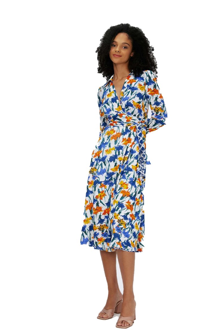 Diane Von Furstenberg Phoenix Reversible Dress In Dianthus Reversible To Vintage Cane In White