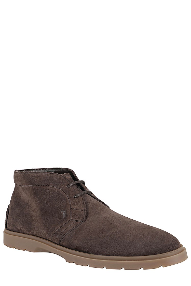 Tod's Round Toe Suede Ankle Boots In Brown