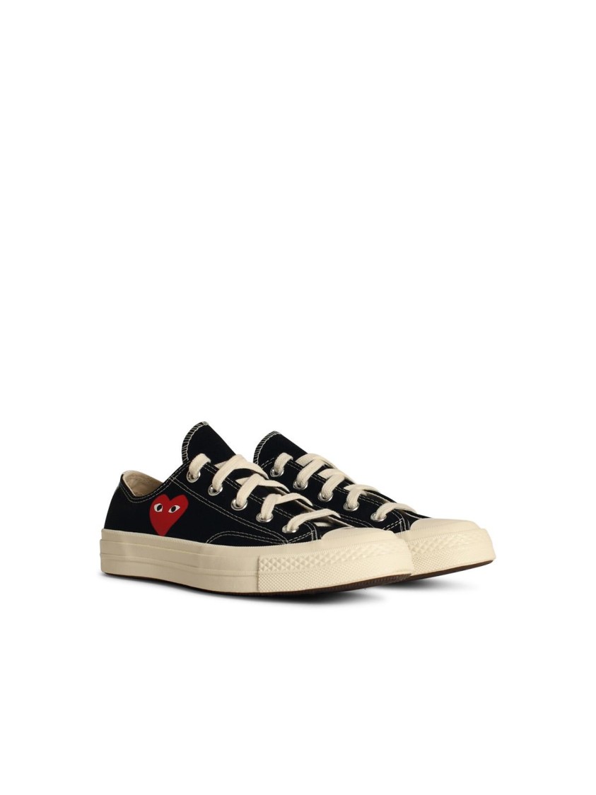 Shop Comme Des Garcons X Converse Comme Des Garçons X Converse 'red Heart' Black Tela Sneakers