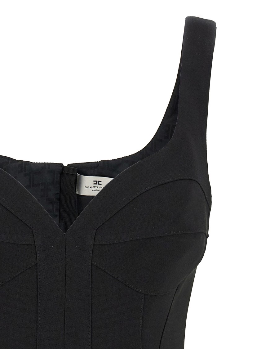 Elisabetta Franchi Lightweight Corset-style Crepe Top With Heart Neckline In Black