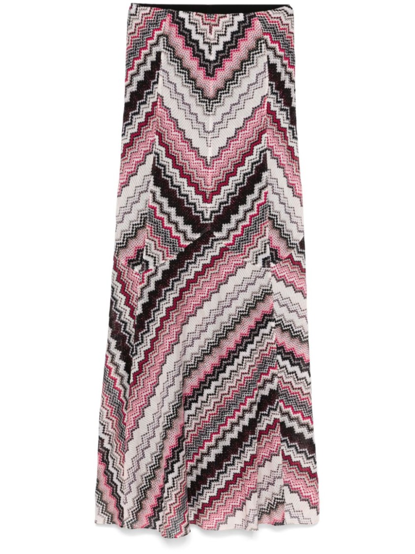 Missoni Multicolor Pink And Brown Long Skirt In Grey