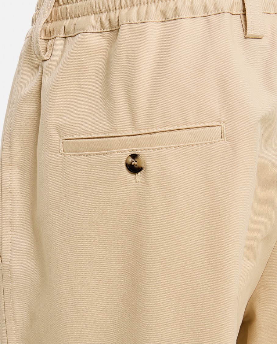 Shop Marni Cropped Cotton Trousers In Neutrals