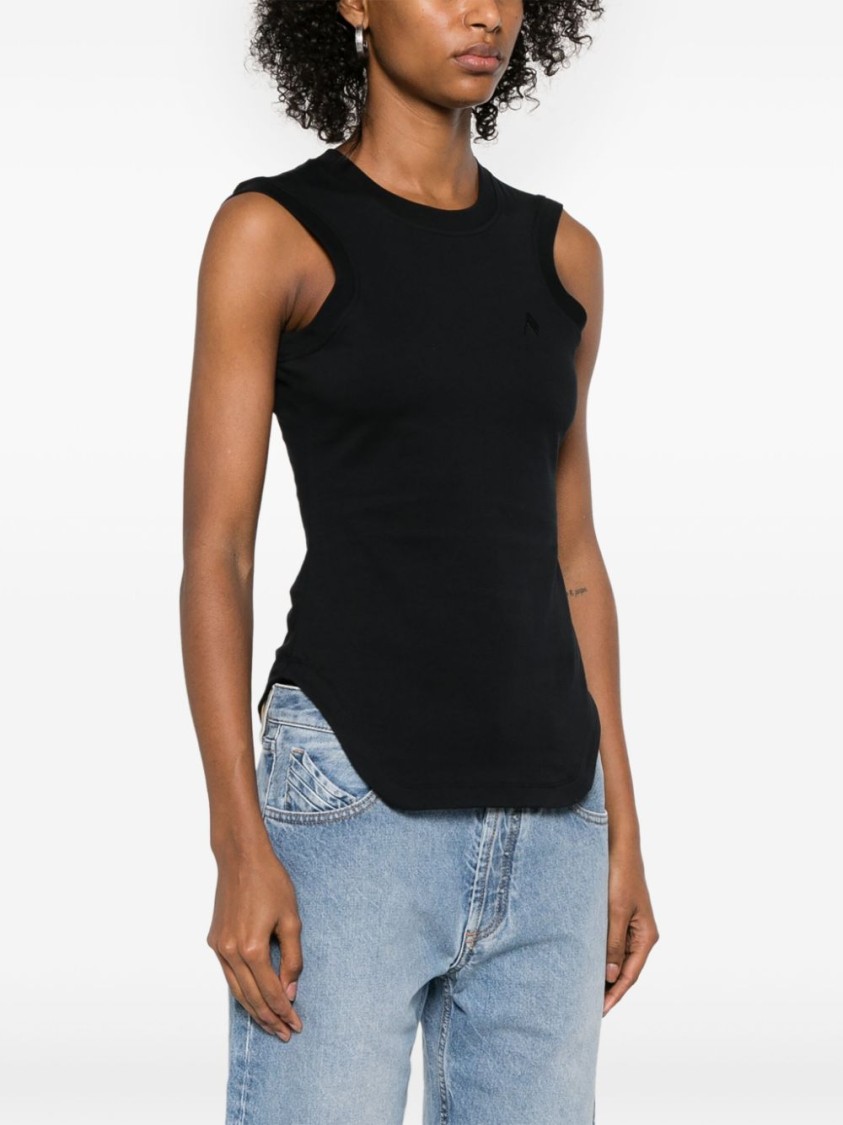 Attico Mirna Cutout Asymmetric Sleeveless Dress In Black