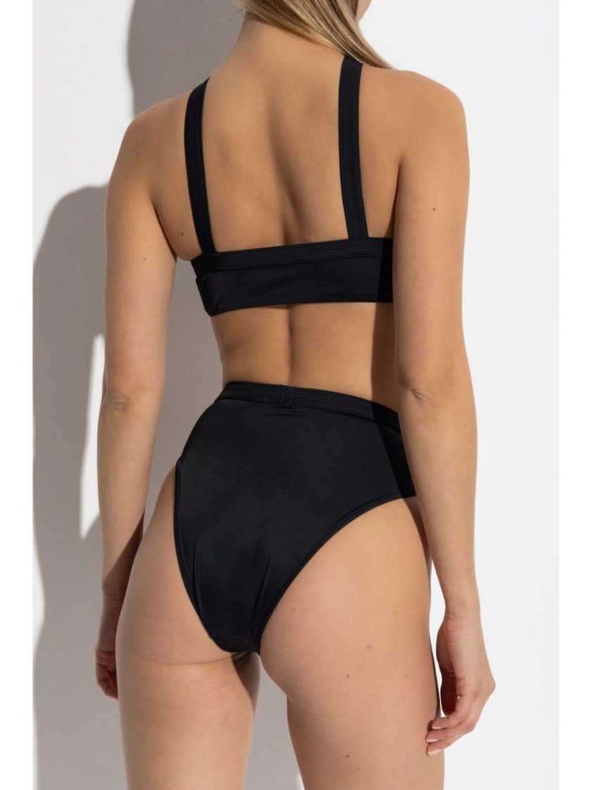 Versace Black High-waisted Bikini Bottom In Black