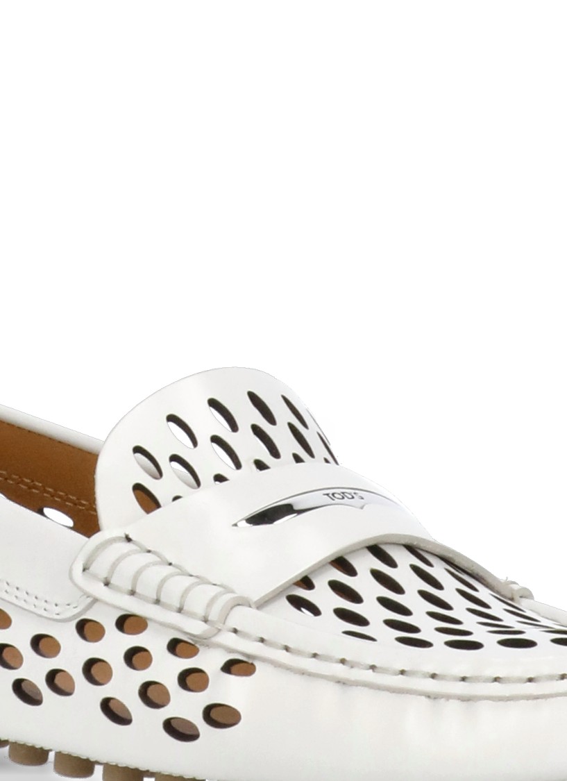 Tod's White Leather Loafers In White