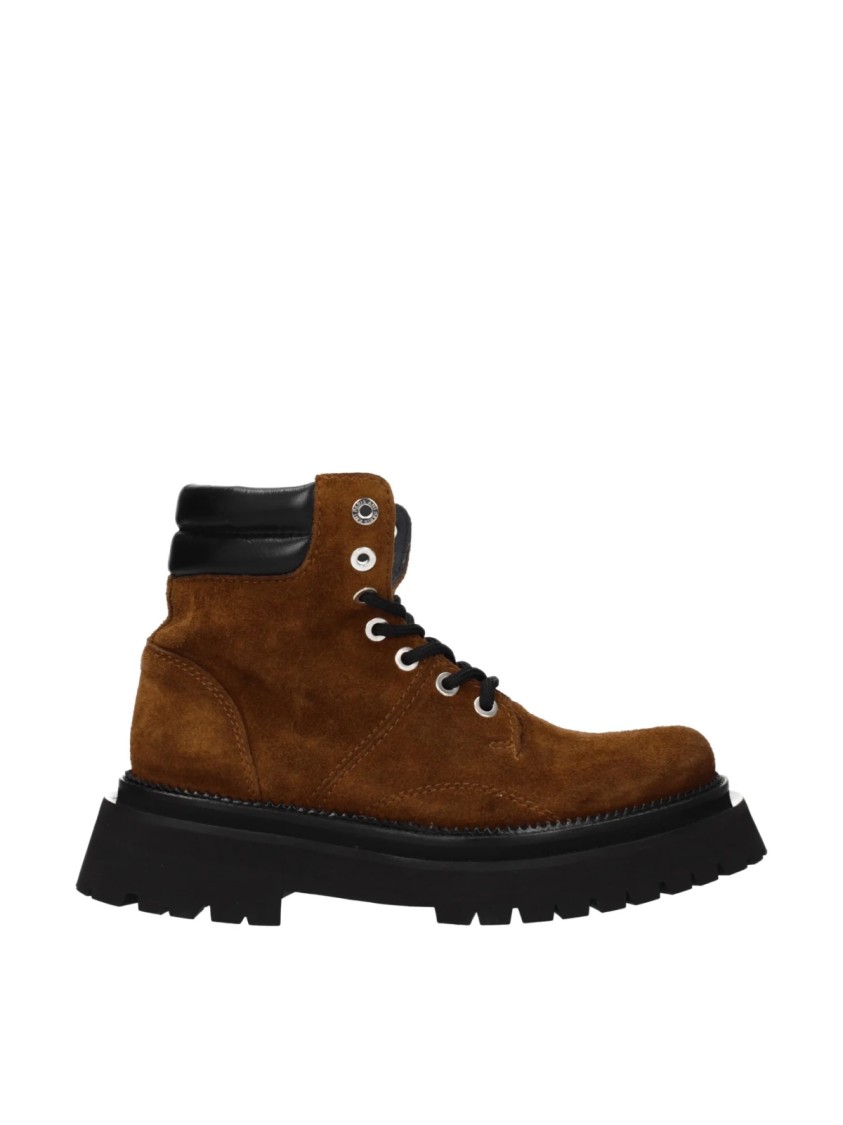 Ami Alexandre Mattiussi Ami Paris Lace-up Suede Ankle Boots In Brown