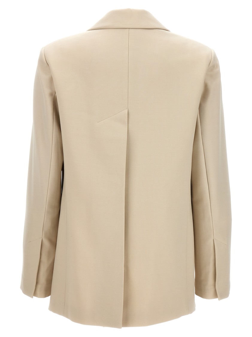 Helmut Lang Single-breasted Wool Blend Blazer In Neutral