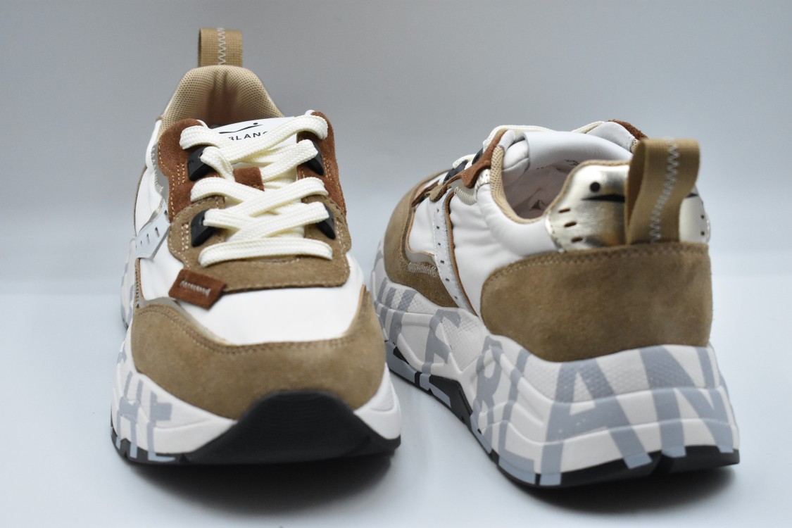 VOILE BLANCHE VOILE BLANCHE BROWN TEXTURED LACE-UP SNEAKERS
