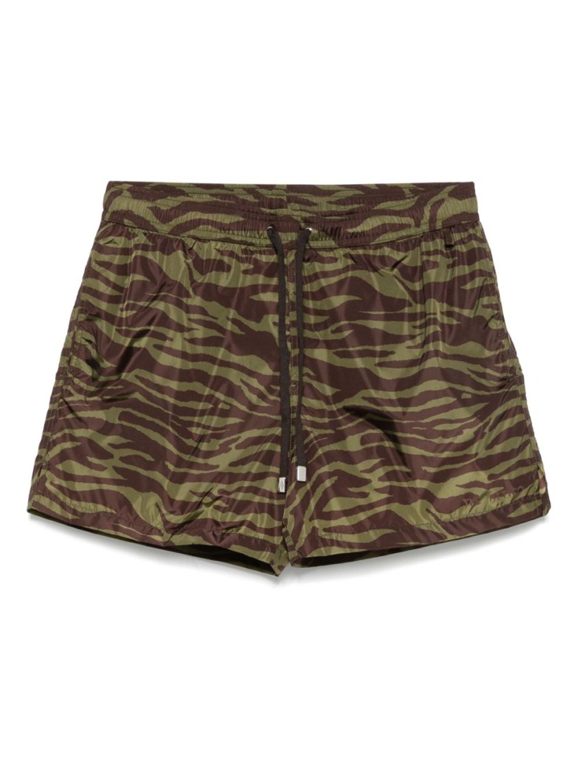 Shop Attico The Bermuda Shorts With Bold Tiger Stripe