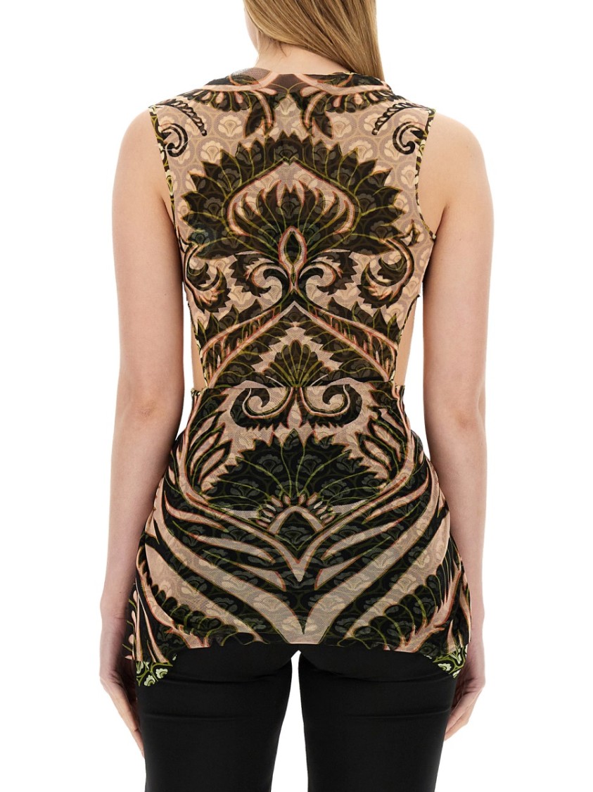 Shop Etro Twisted Front Tulle Top In Black