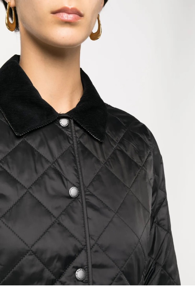 Barbour Quilted Jacket With Diamond Pattern In Black