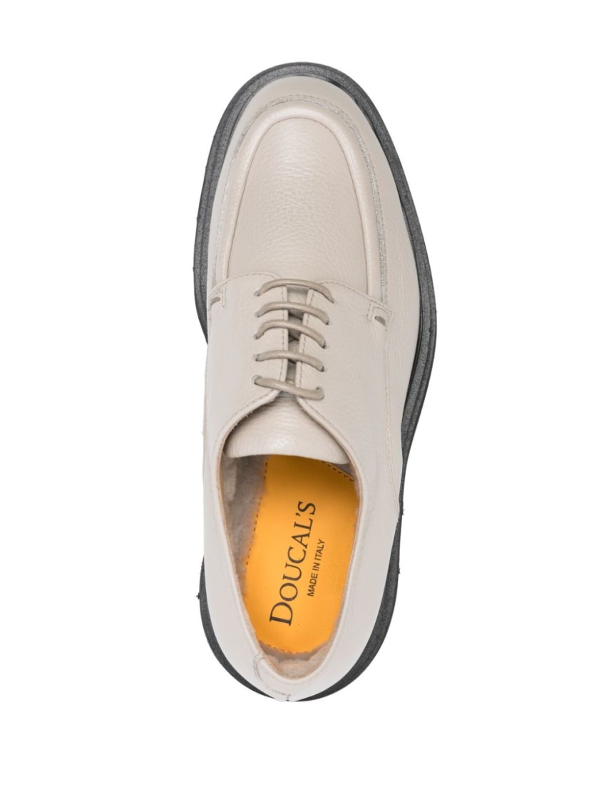 Doucal's Refined Grey Leather Loafers With Modern Sole In Gray