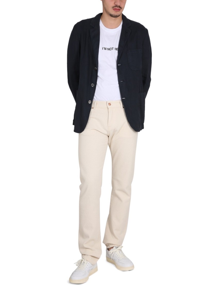 Shop Aspesi Straight-leg Denim Jeans With Button