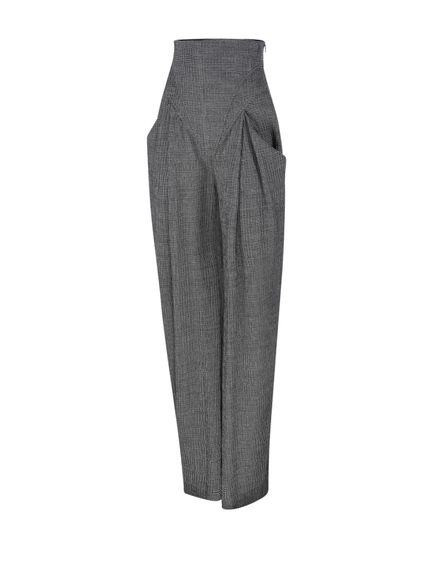 Alessandro Vigilante High-waisted Wide-leg Pants With Pleated Detailing In Grey