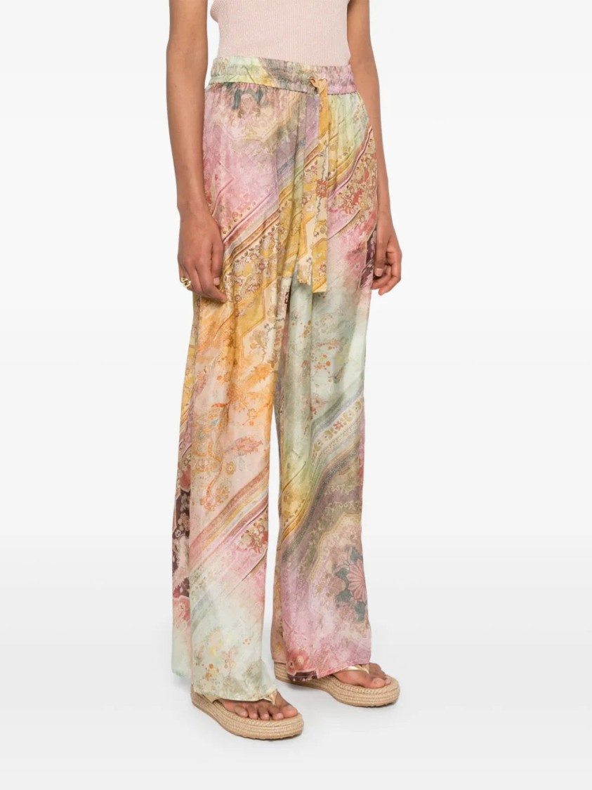Zimmermann Womens Ombre Multi Tallow Relaxed-fit Silk Trousers Xs In Neutrals
