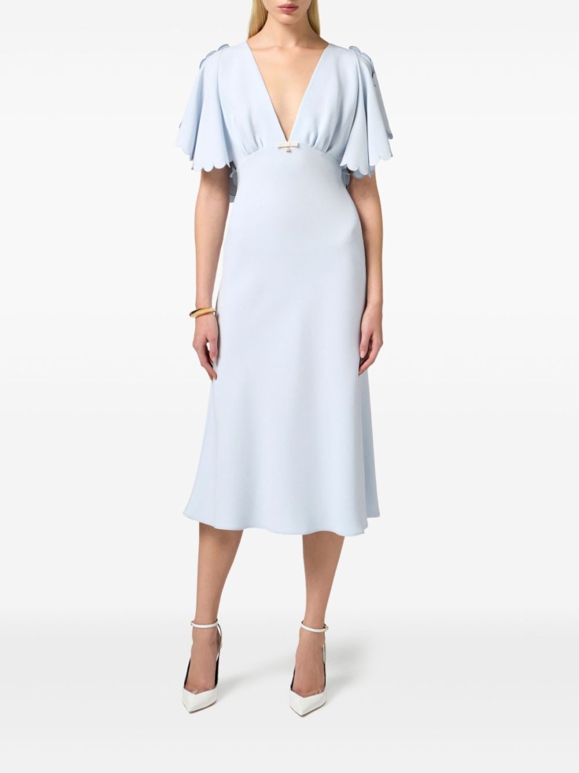 ELISABETTA FRANCHI ELISABETTA FRANCHI CELESTE MIDI DRESS WITH DEEP V-NECKLINE