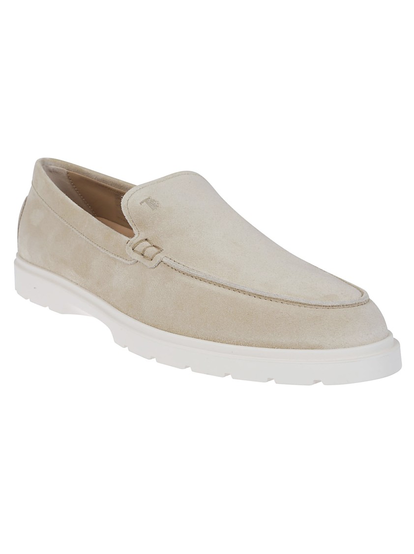 Tod's Slip-on Leather Moccasin Shoes With Cushioned Sole In Neutral