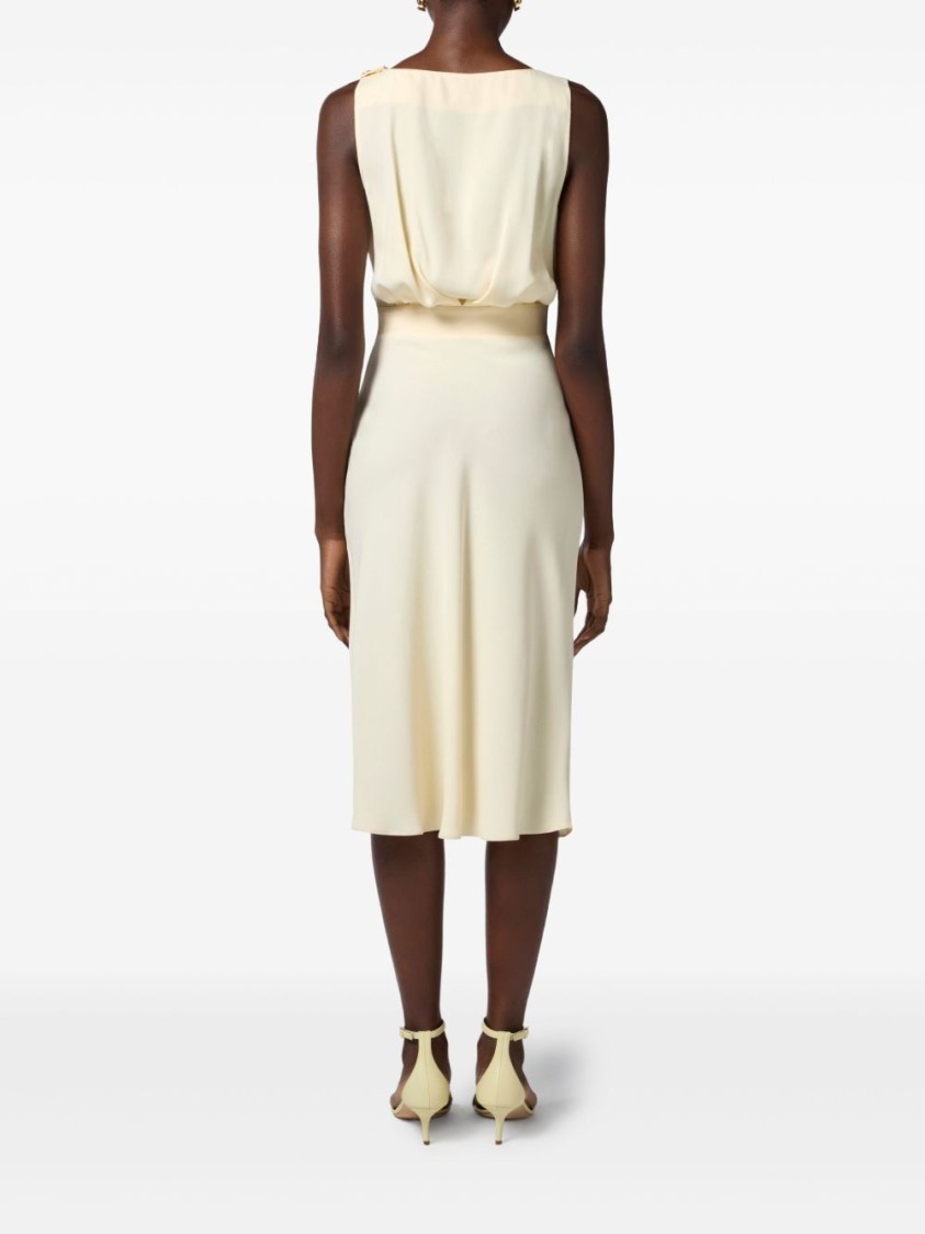 Shop Elisabetta Franchi Fitted Midi Dress With Lace-up Detail
