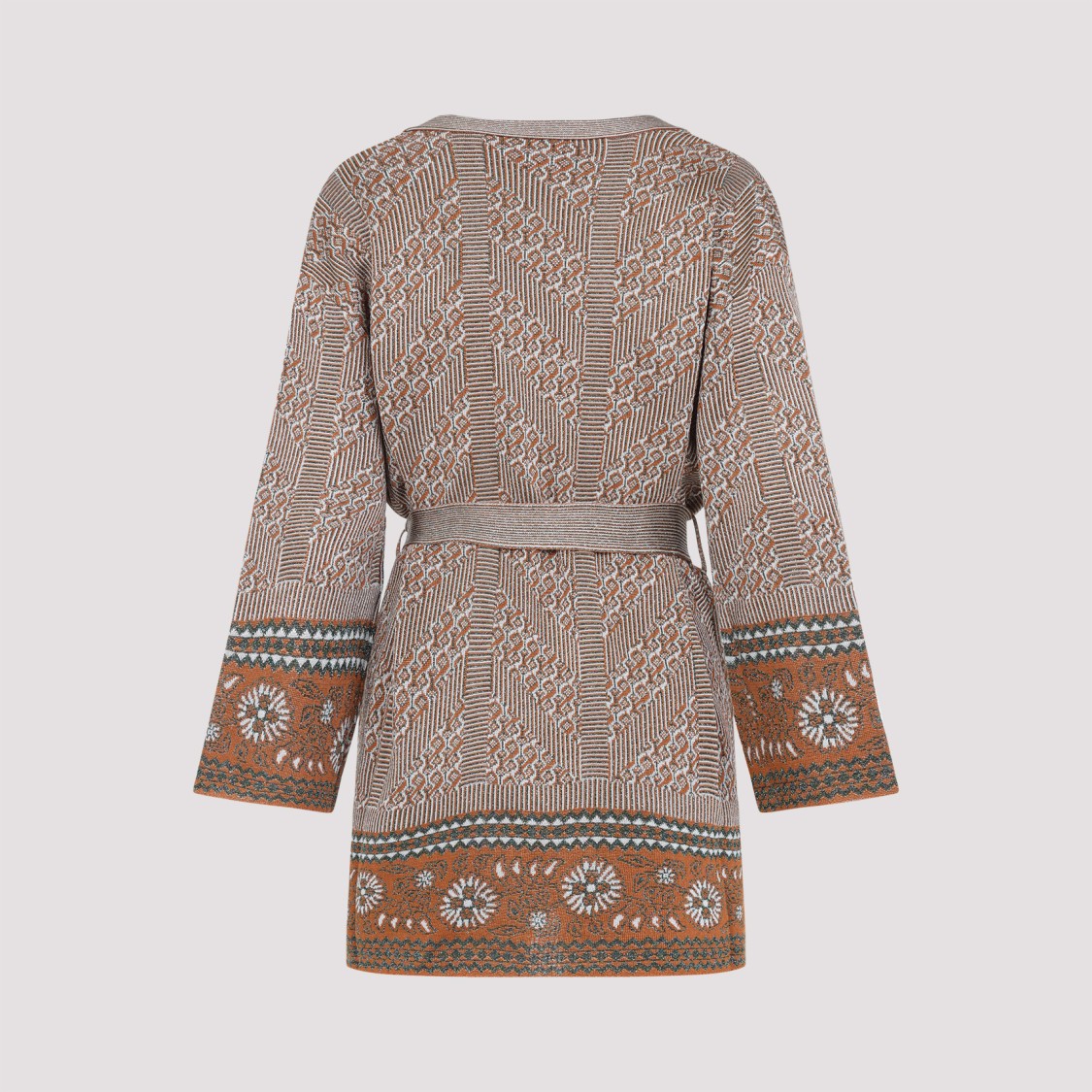 Valentino Womens Open-front Metallic Woven Cardigan Ginger Orange Gold Xl