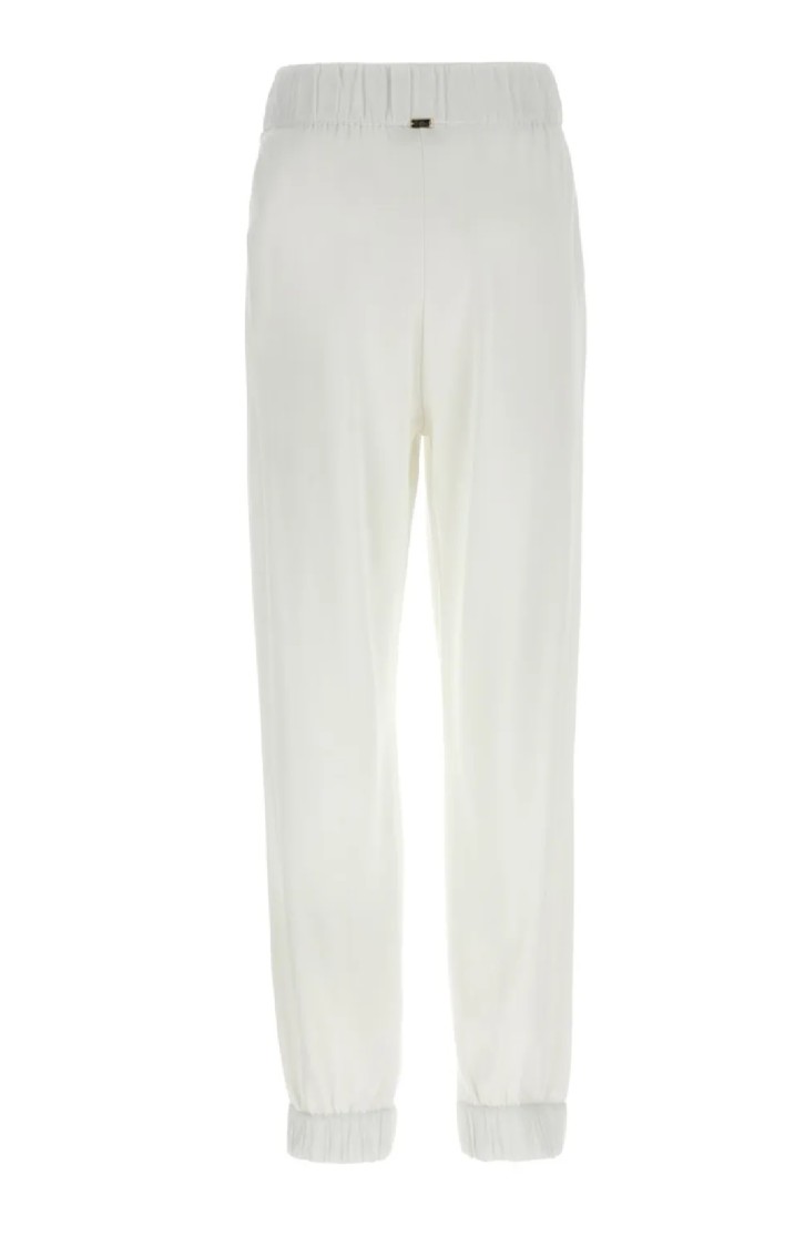 Herno Elastic Waistband Cuffed Hem Side Pockets Trousers In White