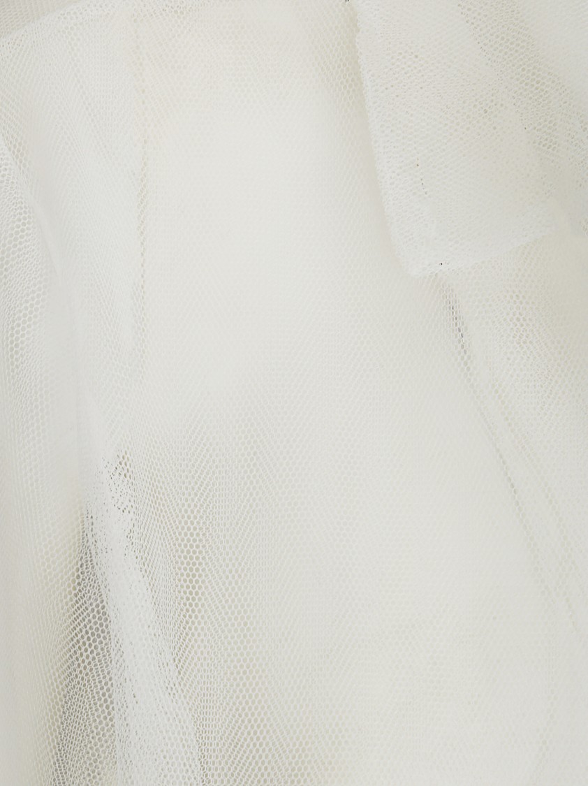 Maria Calderara Long Sleeve Transparent Tulle Trench Coat In White