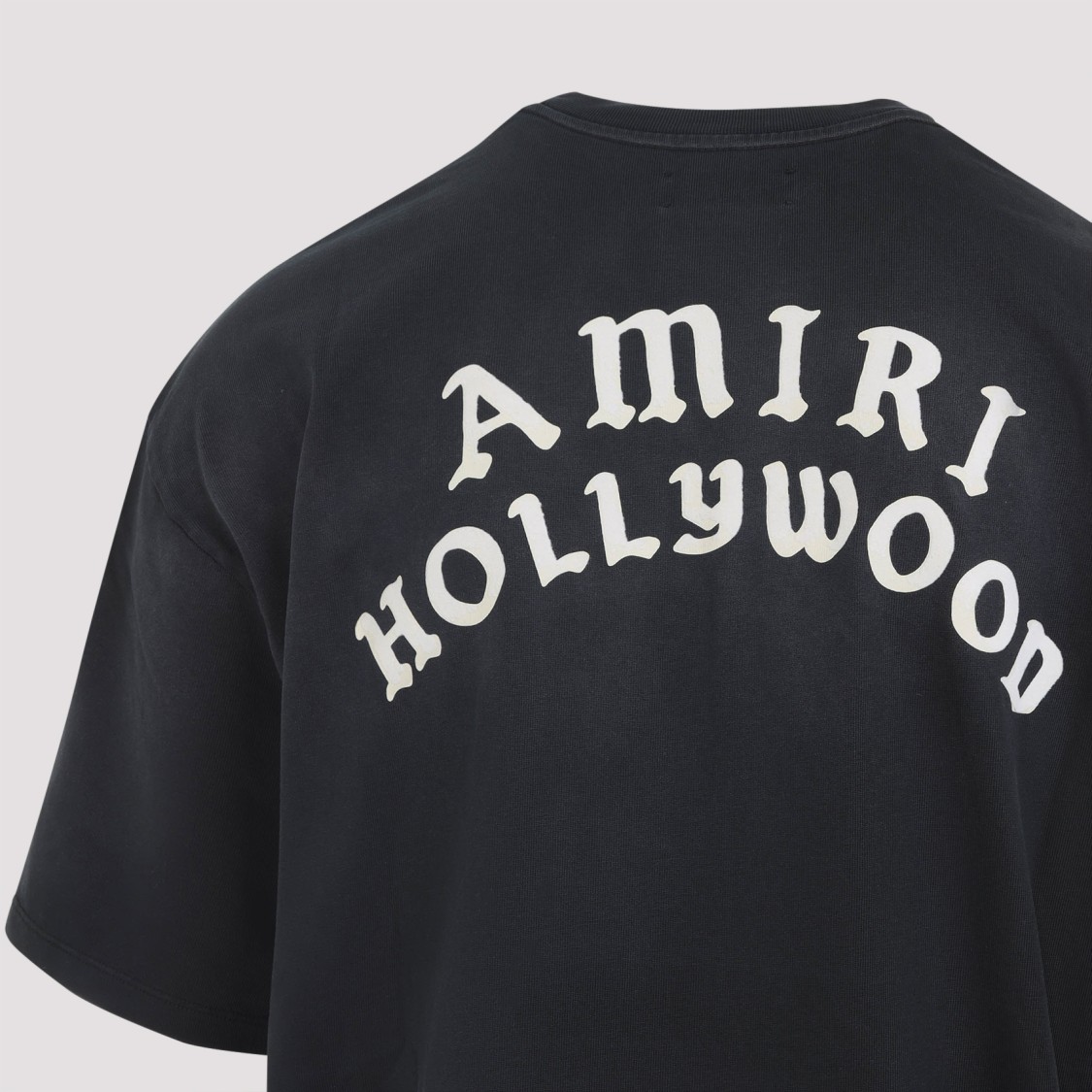 Amiri Black Crewneck T-shirt With Logo Lettering On Front And Rear