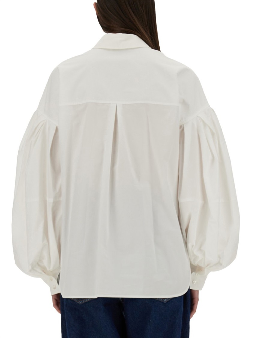 Nina Ricci Collared Shirt Puff Sleeves In White