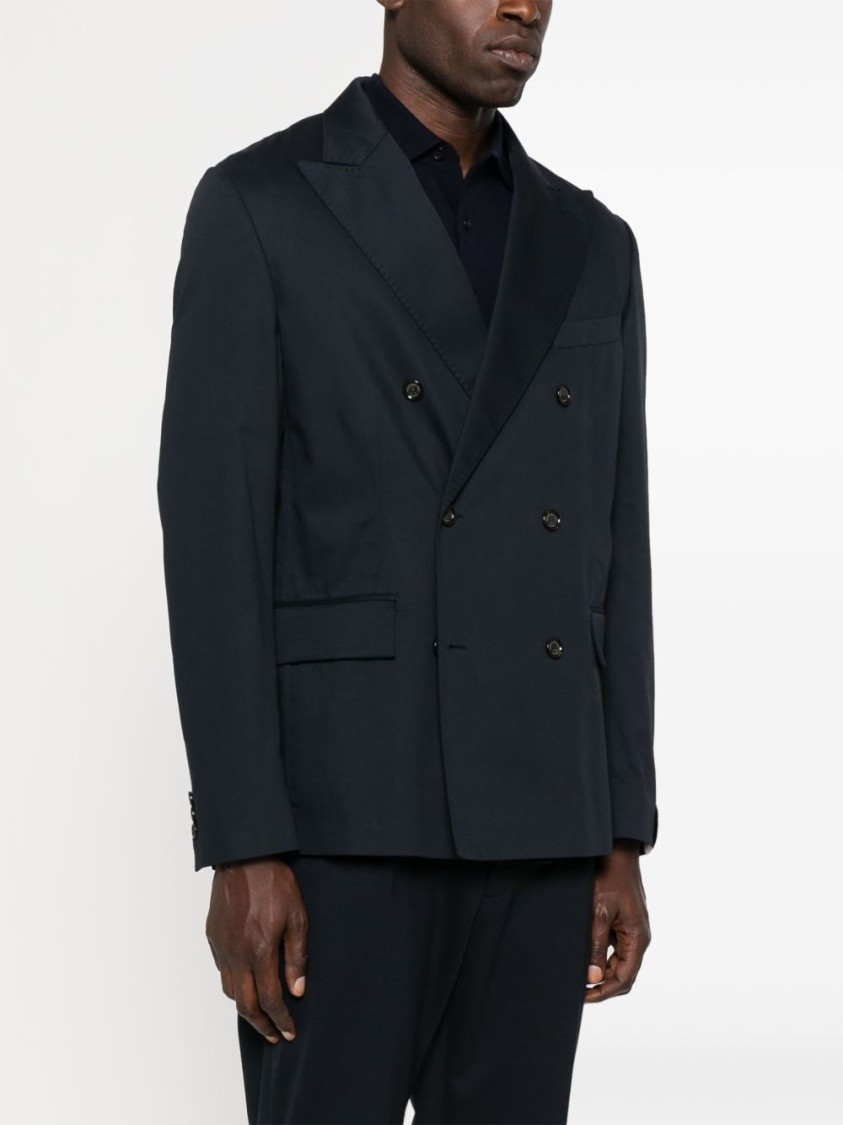 Paolo Pecora Double-breasted Tailored Jacket With Sharp Lapels In Black