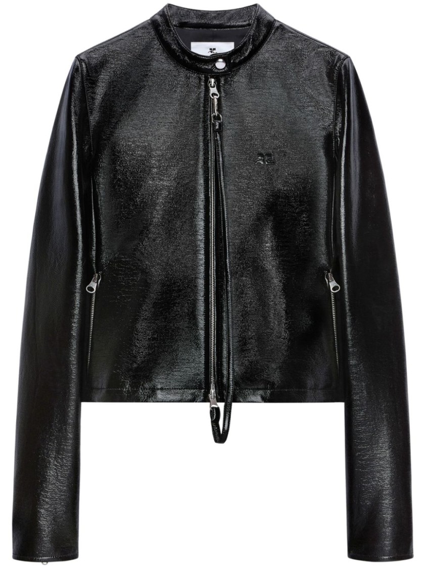 Shop Courrèges Vinyl City Jacket In Black