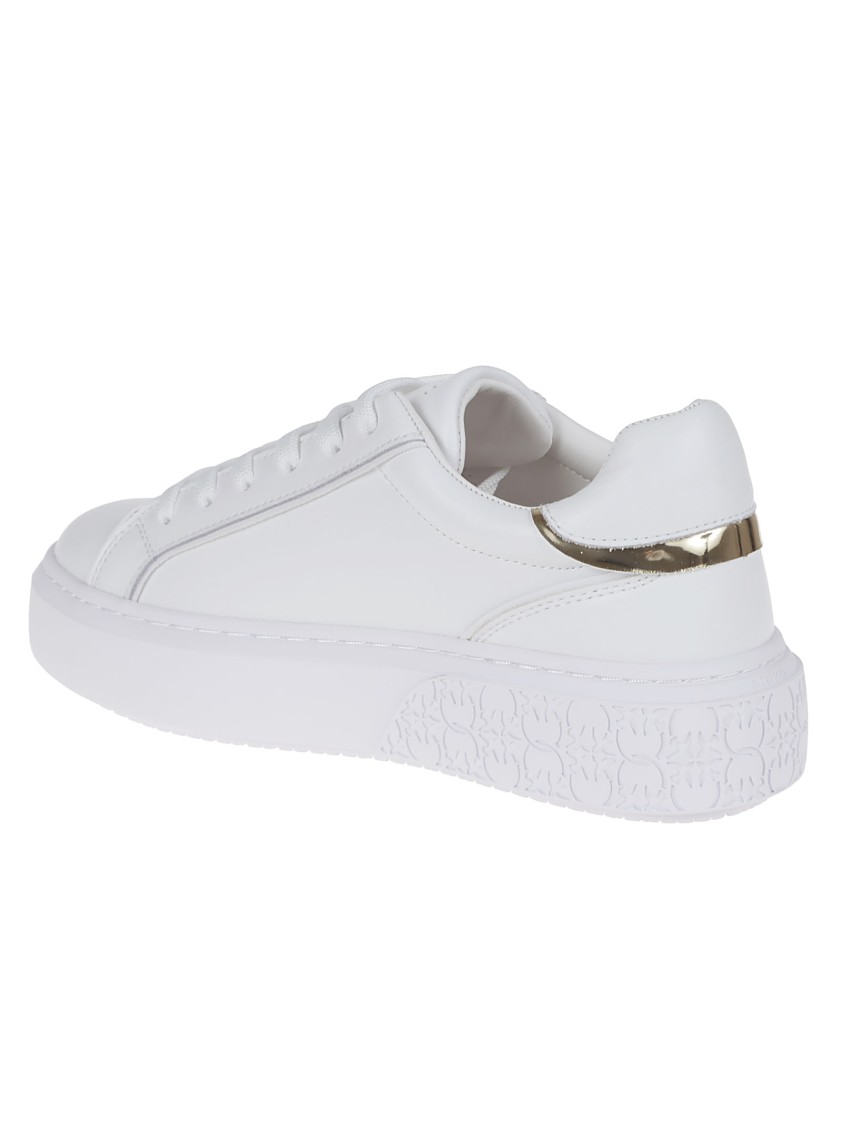 PINKO PINKO LACE-UP FLATFORM SNEAKERS WITH LEATHER-EFFECT FABRIC
