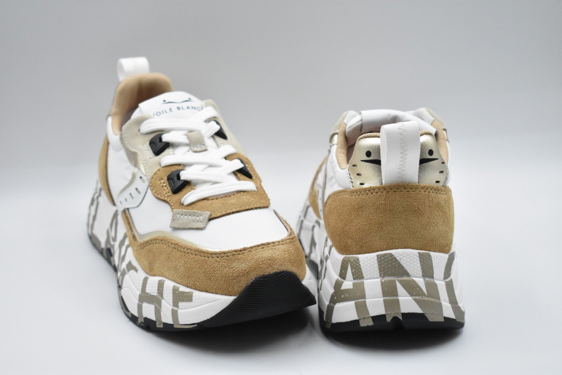 Shop Voile Blanche Caramel And White Laced Sneakers