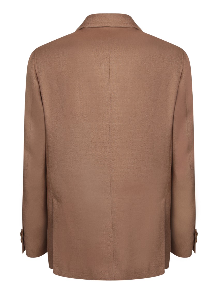 Lardini Double-breasted Beige Blazer With Peak Lapels In Brown