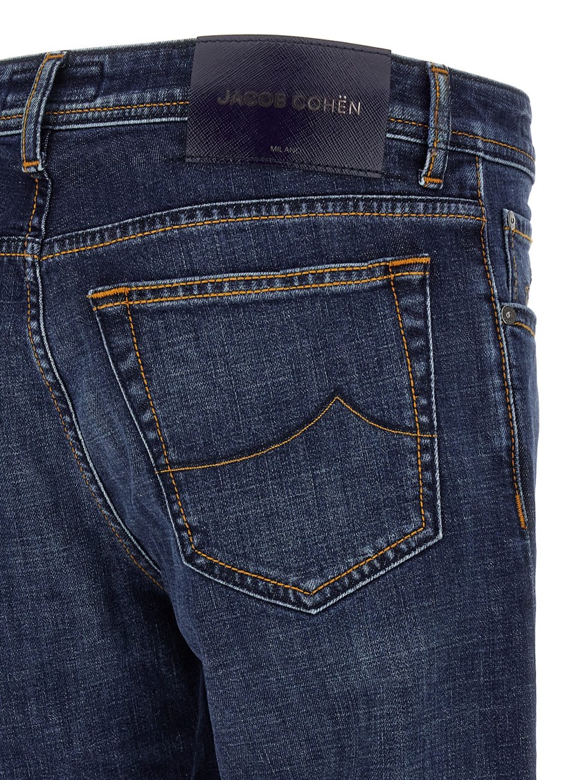 Jacob Cohen Straight Cut Stretch Cotton Jeans In Blue